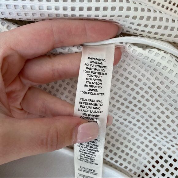 Chico's Layered See-Through Square Print Mesh Blazer White Size 1 - Picture 6 of 12